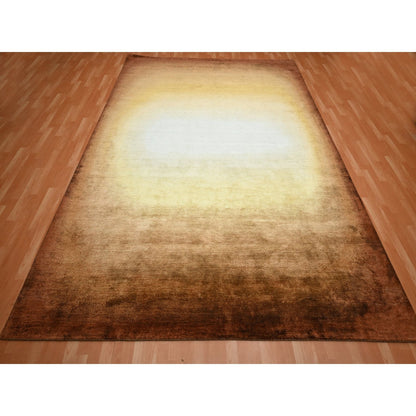 Modern and Contemporary Wool & Silk Hand Knotted Rug Brown 8.11x12.1 -O075638