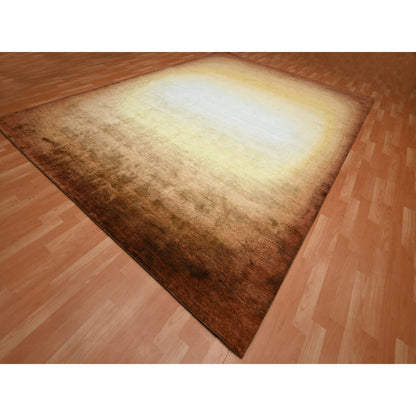 Modern and Contemporary Wool & Silk Hand Knotted Rug Brown 8.11x12.1 -O075638