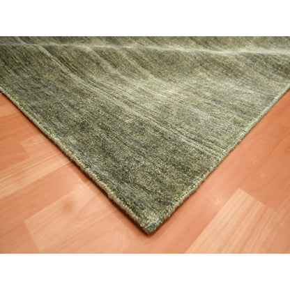 Modern and Contemporary Silk Hand Knotted Rug Green 9.10x13.11 -O075639