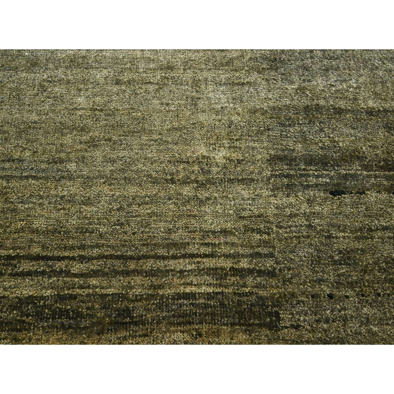 Green 9'10" x 13'11" Modern and Contemporary Hand knotted Silk Rug - Sku: O075639