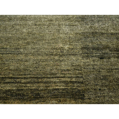 Modern and Contemporary Silk Hand Knotted Rug Green 9.10x13.11 -O075639