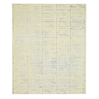 Modern and Contemporary Wool & Silk Hand Knotted Rug Ivory 8.0x9.9 -O075640