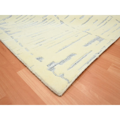 Modern and Contemporary Wool & Silk Hand Knotted Rug Ivory 8.0x9.9 -O075640