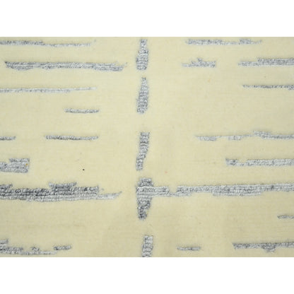 Modern and Contemporary Wool & Silk Hand Knotted Rug Ivory 8.0x9.9 -O075640