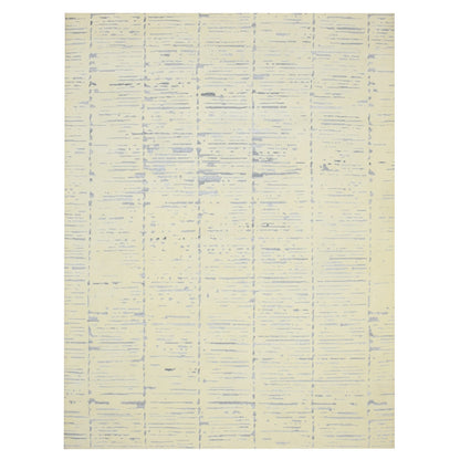 Modern and Contemporary Wool & Silk Hand Knotted Rug Ivory 9.0x12.0 -O075641