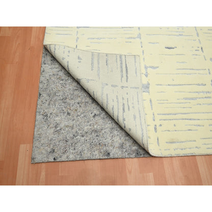 Modern and Contemporary Wool & Silk Hand Knotted Rug Ivory 9.0x12.0 -O075641