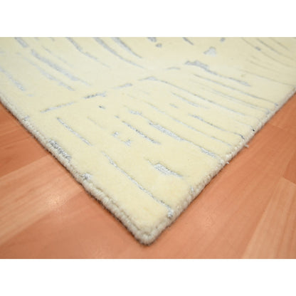 Modern and Contemporary Wool & Silk Hand Knotted Rug Ivory 9.0x12.0 -O075641