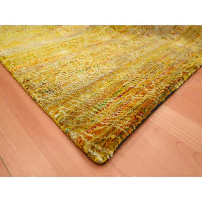 Modern and Contemporary Sari Silk Hand Knotted Rug Brown 9.0x9.3 -O075642