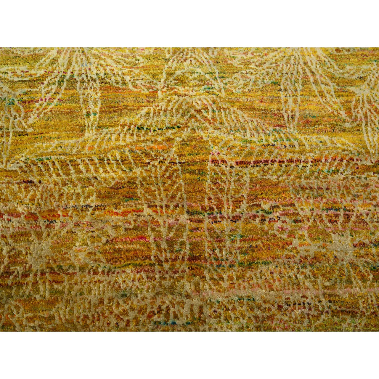 Brown 9'0" x 9'3" Modern and Contemporary Sari Hand knotted Silk Rug - Sku: O075642