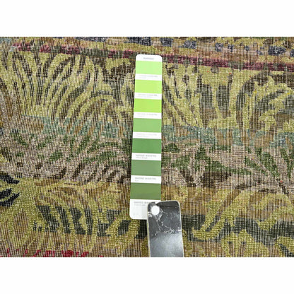 Modern and Contemporary Wool & Silk Hand Knotted Rug Green 6.1x9.1 -O075644