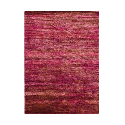 Modern and Contemporary Sari Silk Hand Knotted Rug Pink 4.11x6.10 -O075645