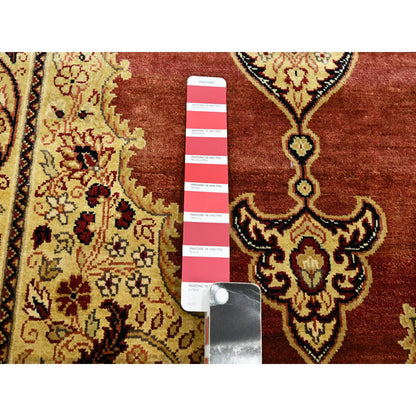 Fine Oriental Silk Hand Knotted Rug Red 4.0x6.0 -O075648