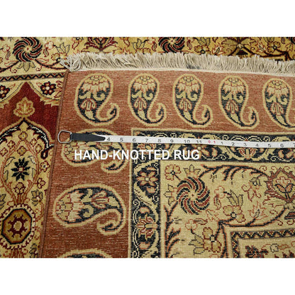Fine Oriental Silk Hand Knotted Rug Red 4.0x6.0 -O075648