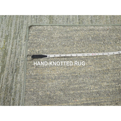 Modern and Contemporary Silk Hand Knotted Rug Green 3.11x6.1 -O075655