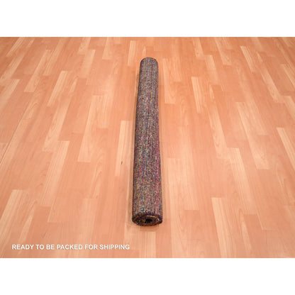 Modern and Contemporary Sari Silk Hand Knotted Rug Red 3.11x5.8 -O075656