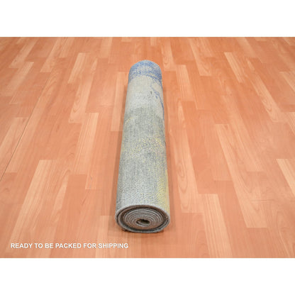 Modern and Contemporary Silk Hand Knotted Rug Grey 2.11x12.0 -O075657