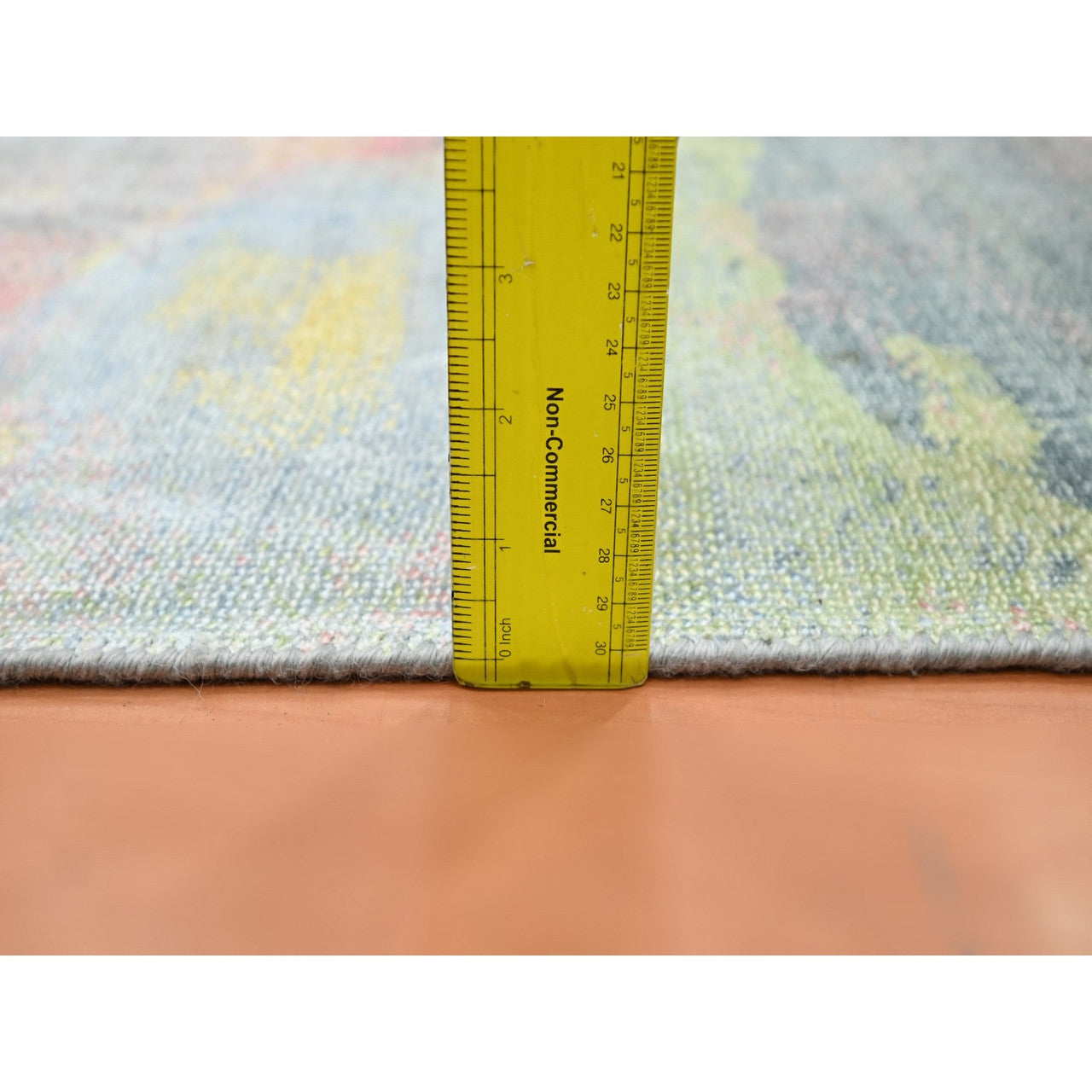 Gray 2'11" x 12'0" Modern and Contemporary Hand knotted Silk Rug - Sku: O075657