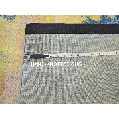 Modern and Contemporary Silk Hand Knotted Rug Grey 2.11x12.0 -O075657
