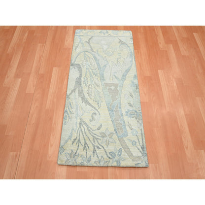 Oushak And Peshawar Wool & Silk Hand Knotted Rug Ivory 2.0x4.3 -O075658