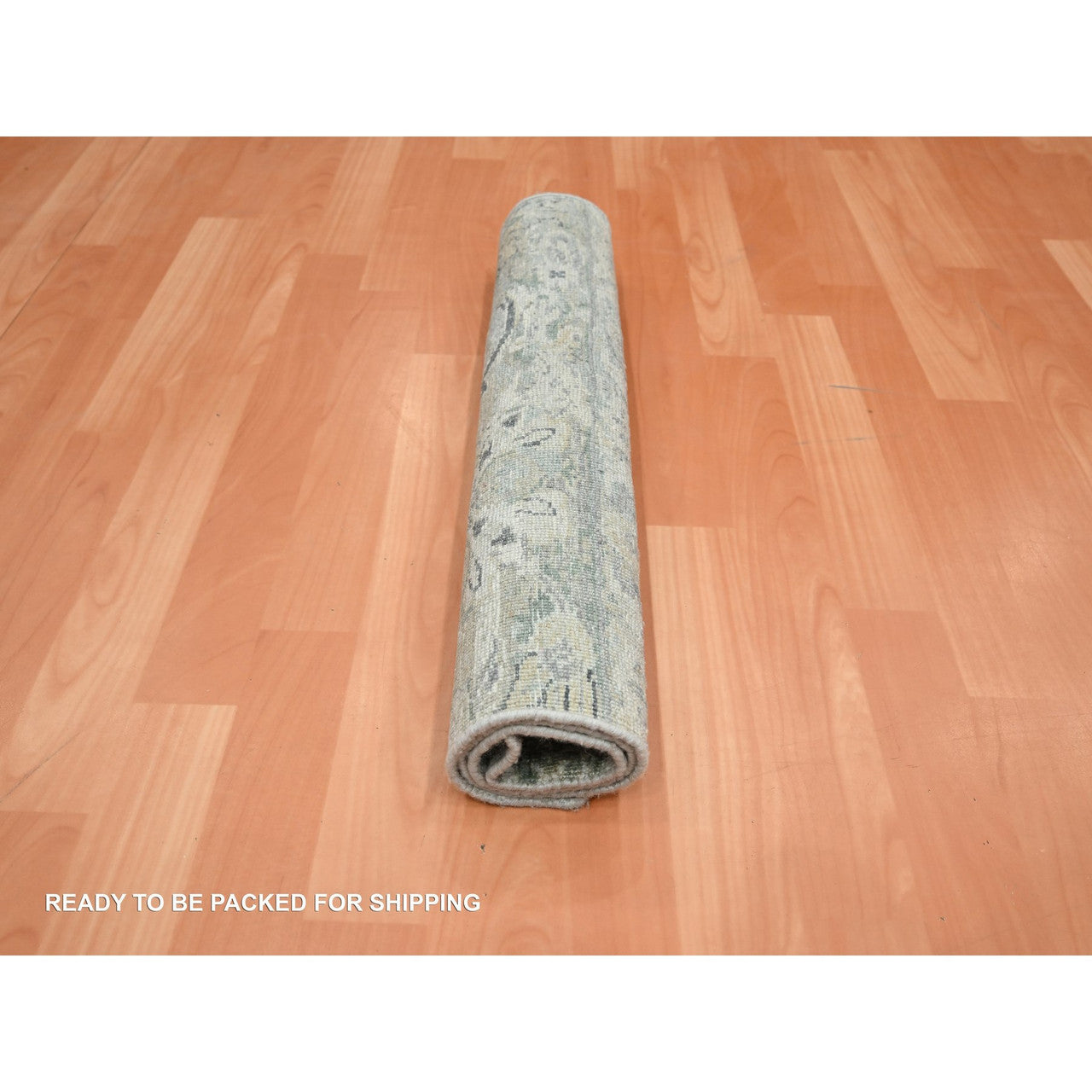 Gray 2'0" x 3'2" Oushak And Peshawar Hand knotted Wool/Silk Rug - Sku: O075659