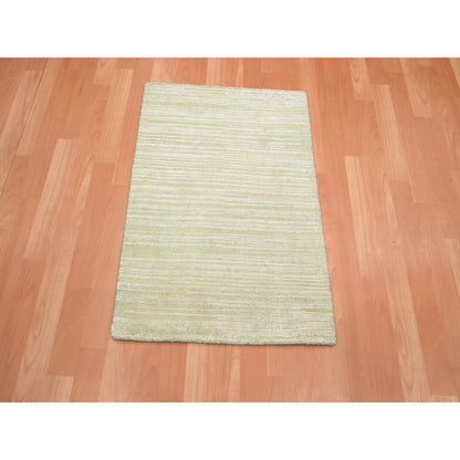 Modern and Contemporary Wool & Silk Hand Knotted Rug Ivory 2.0x3.0 -O075660