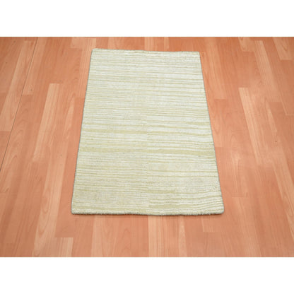 Modern and Contemporary Wool & Silk Hand Knotted Rug Ivory 2.0x3.0 -O075661