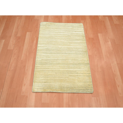 Modern and Contemporary Wool & Silk Hand Knotted Rug Beige 2.0x3.0 -O075662