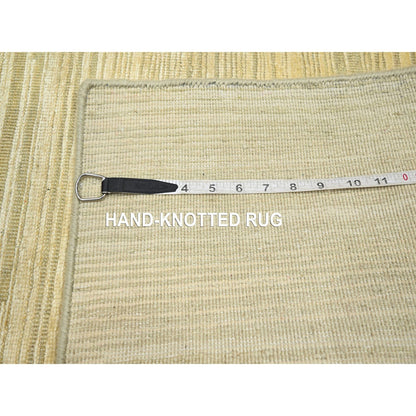 Modern and Contemporary Wool & Silk Hand Knotted Rug Beige 2.0x3.0 -O075662