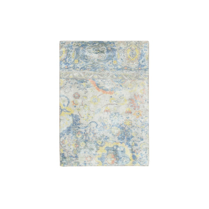 Oushak And Peshawar Wool & Pure Silk Hand Knotted Rug Grey 2.1x2.10 -O075664