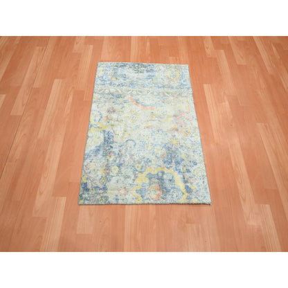 Oushak And Peshawar Wool & Pure Silk Hand Knotted Rug Grey 2.1x2.10 -O075664