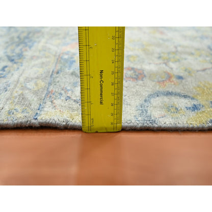 Oushak And Peshawar Wool & Pure Silk Hand Knotted Rug Grey 2.1x2.10 -O075664