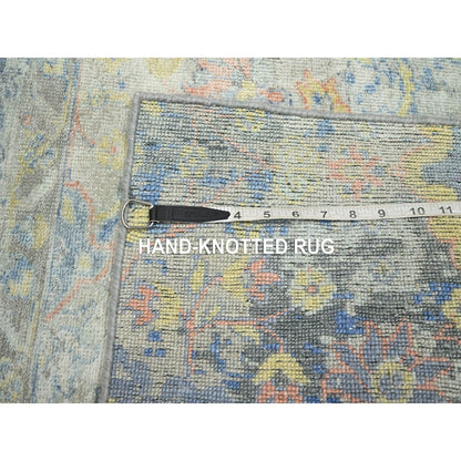 Oushak And Peshawar Wool & Pure Silk Hand Knotted Rug Grey 2.1x2.10 -O075664