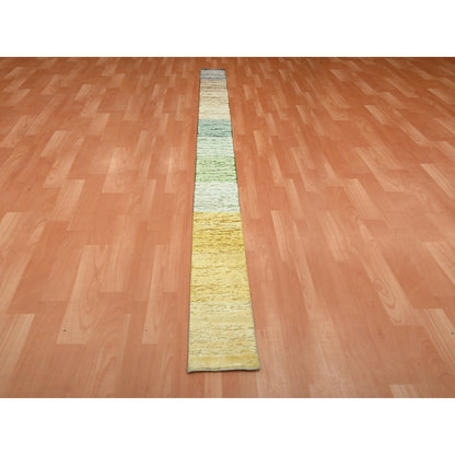 Modern and Contemporary Wool & Silk Hand Knotted Rug Brown 1.0x11.2 -O075667