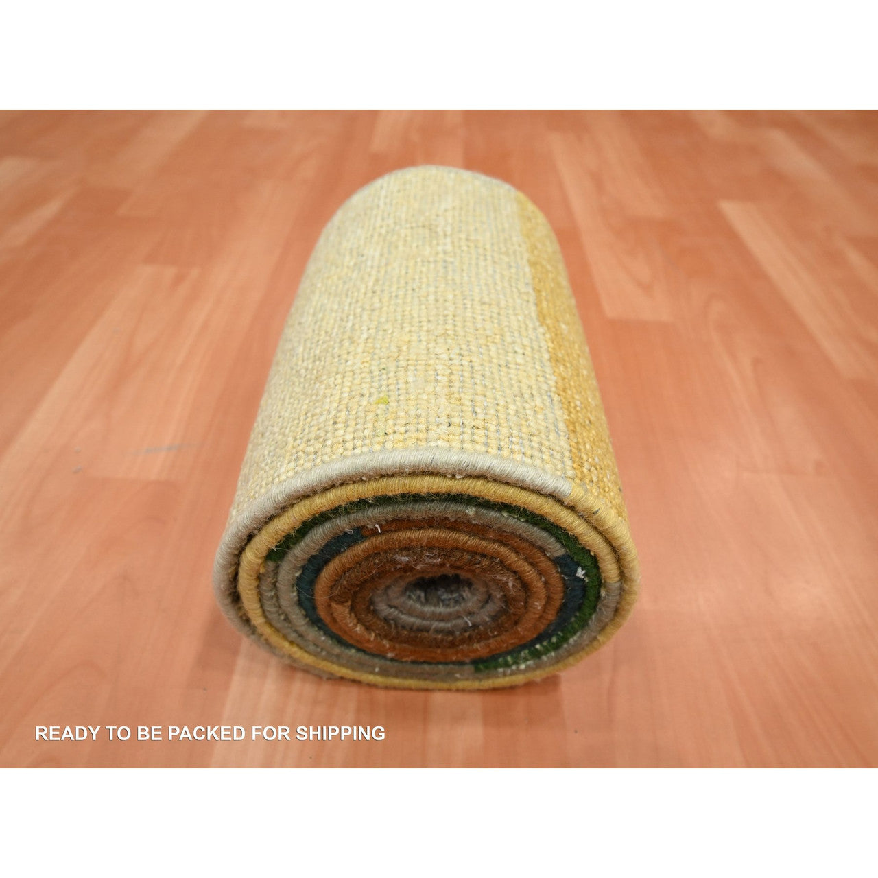 Brown 1'0" x 11'2" Modern and Contemporary Hand knotted Wool/Silk Rug - Sku: O075668