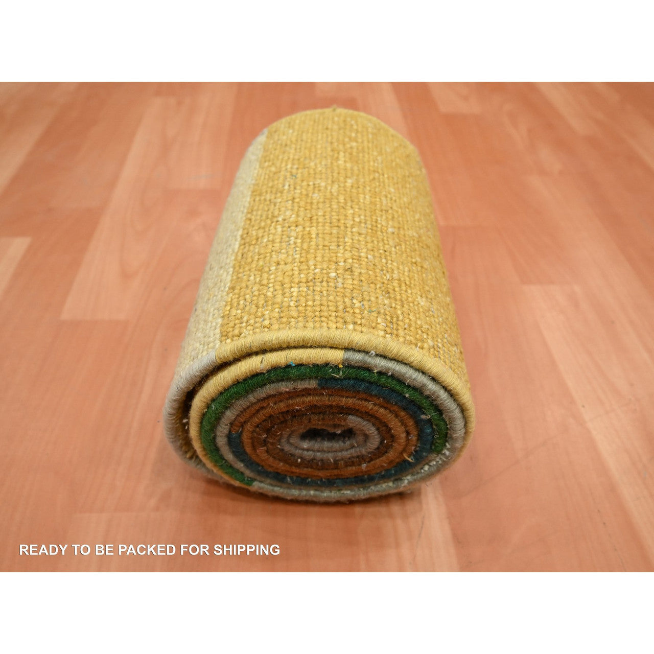 Brown 1'0" x 11'2" Modern and Contemporary Hand knotted Wool/Silk Rug - Sku: O075669