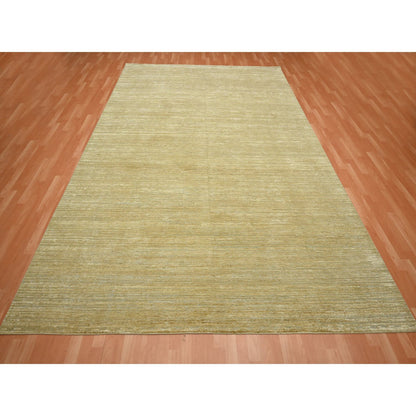 Modern and Contemporary Wool & Silk Hand Knotted Rug Brown 8.11x12.3 -O075671
