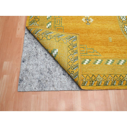 Khotan and Samarkand Wool Hand Knotted Rug Yellow 9.0x12.4 -O075685
