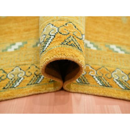 Khotan and Samarkand Wool Hand Knotted Rug Yellow 9.0x12.4 -O075685