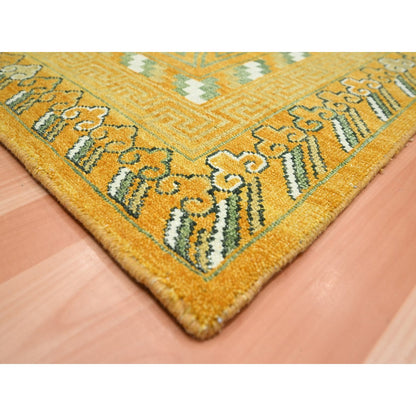 Khotan and Samarkand Wool Hand Knotted Rug Yellow 9.0x12.4 -O075685