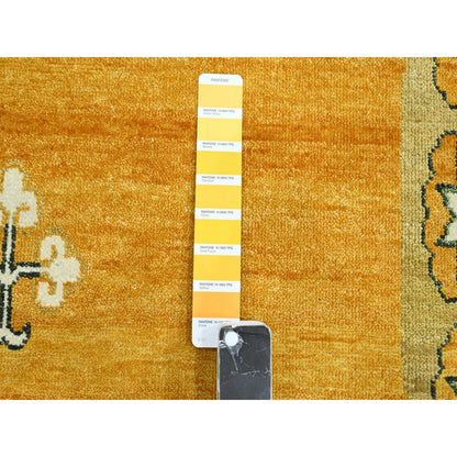 Khotan and Samarkand Wool Hand Knotted Rug Yellow 9.0x12.4 -O075685
