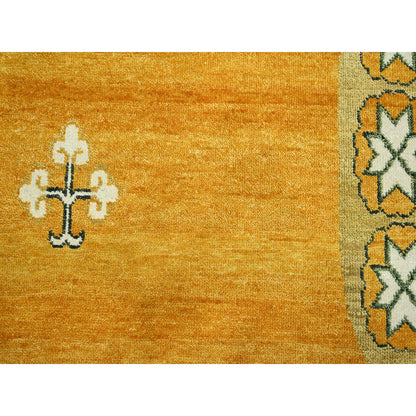 Khotan and Samarkand Wool Hand Knotted Rug Yellow 9.0x12.4 -O075685