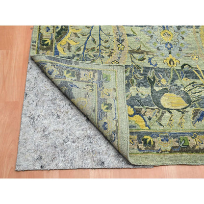 Transitional Wool Hand Knotted Rug Green 10.1x14.1 -O075686