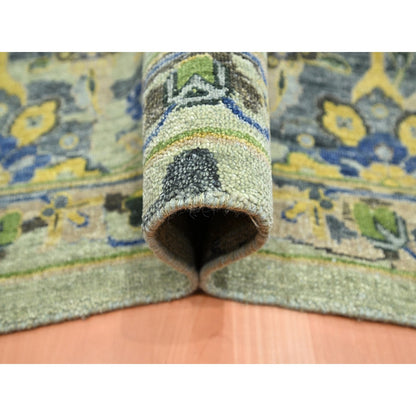 Transitional Wool Hand Knotted Rug Green 10.1x14.1 -O075686