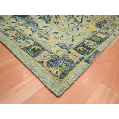 Transitional Wool Hand Knotted Rug Green 10.1x14.1 -O075686