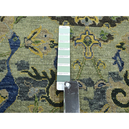 Transitional Wool Hand Knotted Rug Green 10.1x14.1 -O075686