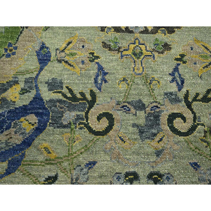 Transitional Wool Hand Knotted Rug Green 10.1x14.1 -O075686