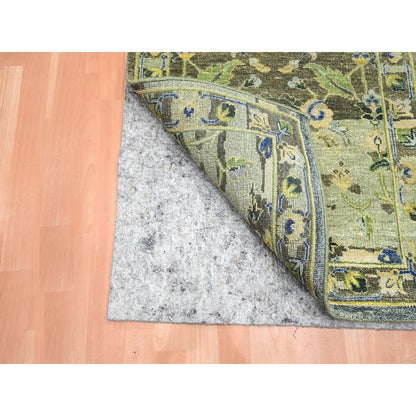 Transitional Wool Hand Knotted Rug Green 2.7x10.5 -O075688