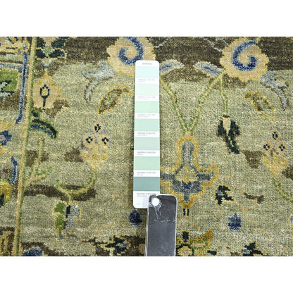 Transitional Wool Hand Knotted Rug Green 2.7x10.5 -O075688