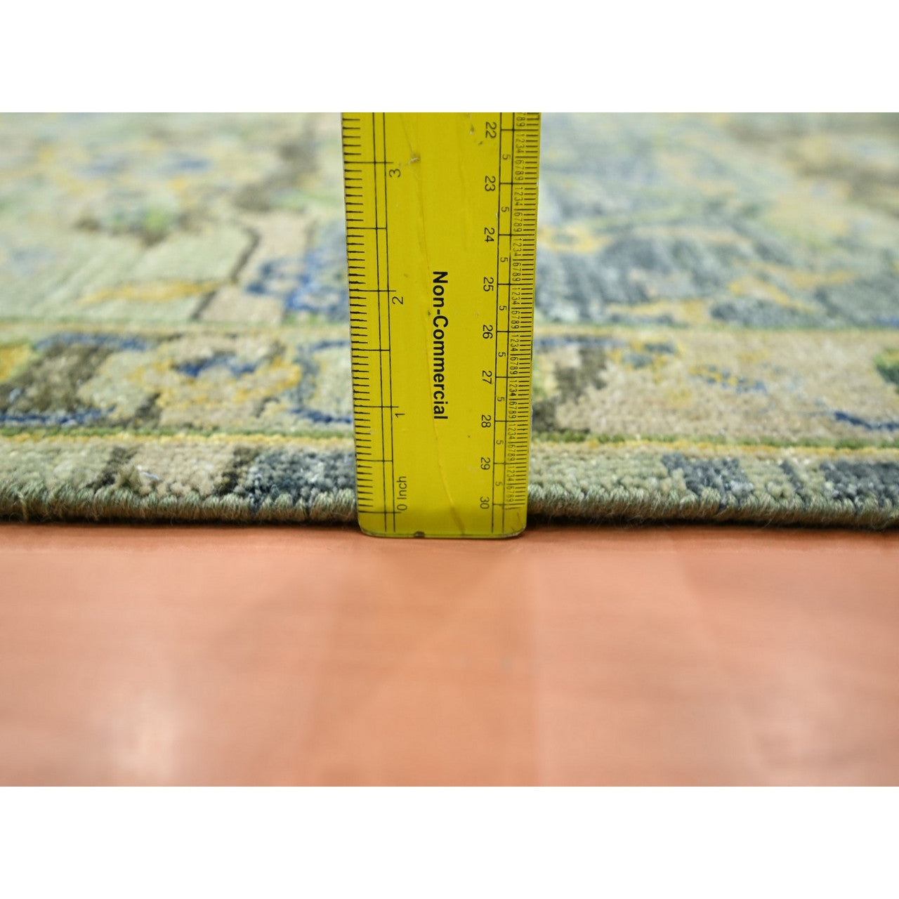 Transitional Wool Hand Knotted Rug Green 2.7x10.5 -O075688