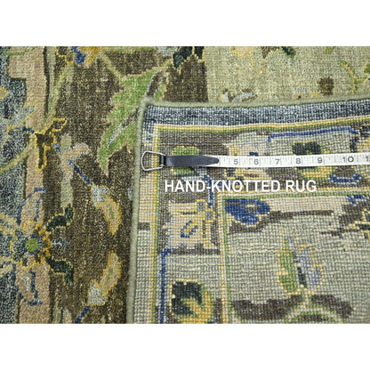 Transitional Wool Hand Knotted Rug Green 2.7x10.5 -O075688